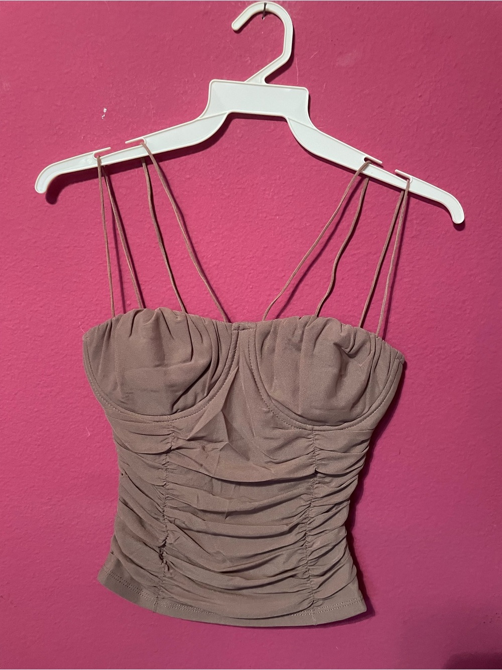 Ruched Mesh Bustier Cami Top